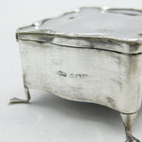 Victorian Sterling Silver Paw Foot Jewellery Box Antique 1901 Birmingham