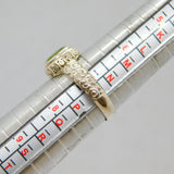 Sterling Silver Faceted Peridot Patterned Band Dress Ring Modern c1990 Size O