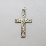 Edwardian Sterling Silver Floral Pattern Cross Pendant Antique 1907 London