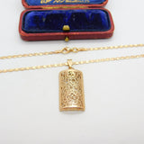 Rose Gold on Sterling Silver Floral Pattern Drop Pendant Vintage c1990