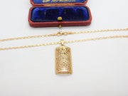 Rose Gold on Sterling Silver Floral Pattern Drop Pendant Vintage c1990