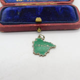 Sterling Silver and Coloured Enamel Map of Devon Charm Vintage c1970