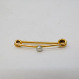 Victorian Boxed Pair of 10ct Yellow Gold & Pearl Tie Pins Antique c1880s