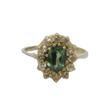 Sterling Silver Faceted Flourite & White Topaz Cluster Ring Vintage c1970 Size K