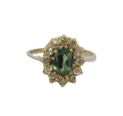 Sterling Silver Faceted Flourite & White Topaz Cluster Ring Vintage c1970 Size K