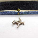 Sterling Silver Jockey on the Racehorse Charm Pendant Vintage c1970