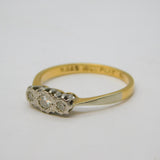 Edwardian 18ct Gold, Platinum, Three-Stone Diamond Ring Antique c1910