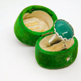 Sterling Silver Natural Green Stone Set Adjustable Ring Vintage c1970 Size O