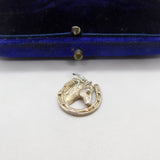Sterling Silver Good Luck Horseshoe with Horse Head Charm Pendant Vintage c1970