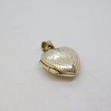 Sterling Silver Patterned Textured Puff Heart Locket Pendant Vintage c1970