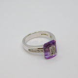 Sterling Silver Amethyst & White Topaz Dress Ring Vintage c1970 Size O 1/2