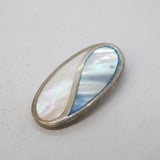 Sterling Silver Two-Tone Mother of Pearl Charm Pendant Vintage c1970s