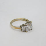 Sterling Silver Sparkling 3 CZ Dress Band Ring Vintage c1990 Size M