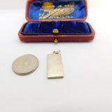 Sterling Silver Onyx & Mother Of Pearl Slate Charm Pendant Vintage c1970