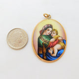 19th Century Austro-Hungarian 14ct Gold Mounted Enamel Religious Pendant Antique