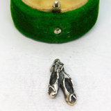Sterling Silver Ballerina Shoes Slippers Charm Pendant Vintage c1970