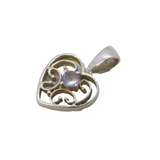 Sterling Silver Tanzanite Set Heart Charm Pendant Vintage c1970s