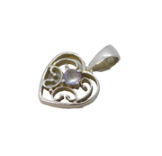 Sterling Silver Tanzanite Set Heart Charm Pendant Vintage c1970s