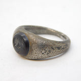 Roman Style Sterling Silver Carved Amber Intaglio Signet Ring Antique