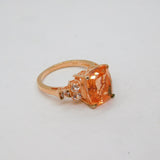 Sterling Silver Morganite & White Topaz Cocktail Ring Modern c1990 Size P 1/2
