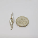 Sterling Silver CZ Set Wavy Curved Charm Pendant Vintage c1970