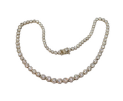 Sterling Silver & Paste Set Graduating Chain Necklace Vintage c1970s
