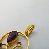 Art Nouveau Murrle Bennett Style 9ct Gold & Amethyst Pendant Antique c1910