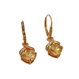 Pair of Sterling Silver Rose-Gold Gilt Crystal Leverback Earrings Modern c2010