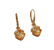 Pair of Sterling Silver Rose-Gold Gilt Crystal Leverback Earrings Modern c2010