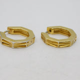 Pair of Sterling Silver Gilt Diamond Set Hexagonal Huggy Earrings Vintage c2000
