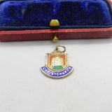 Sterling Silver and Enamel Christchurch Shield Charm Pendant Vintage c1970