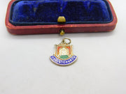 Sterling Silver and Enamel Christchurch Shield Charm Pendant Vintage c1970