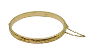 Gold On Sterling Silver Floral Pattern Hinged Bangle Hallmarked 1989 Birmingham