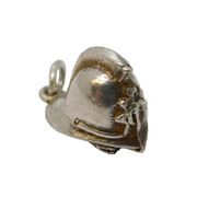 Sterling Silver Police Helmet Charm Pendant Vintage c1970