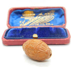 Victorian Chinese Carved Almond Nut Bead Pendant Antique c1900
