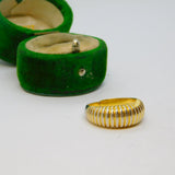 Sterling Silver Gilt Textured Boat Style Open Back Ring Vintage c1970 Size L