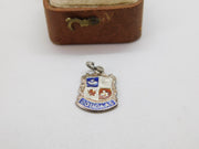 Sterling Silver Enamel Douglas Travel Shield Charm Pendant Vintage c1970