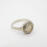 Sterling Silver Marcasite Religious Interest Souvenir Ring Antique c1930 Size H