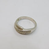 Sterling Silver Multi-Stone Diamond Set Deco Style Ring Vintage c1990 Size N 1/2