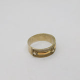 Sterling Silver & Gilt Byzantine Style Studio Band Ring Vintage c1970 Size O