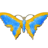 Sterling Silver & Colourful Enamel Butterfly Brooch Pin Antique c1940 Art Deco