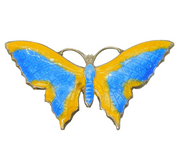 Sterling Silver & Colourful Enamel Butterfly Brooch Pin Antique c1940 Art Deco