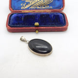 Sterling Silver Onyx Drop Charm Pendant Vintage c1970