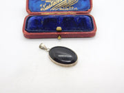 Sterling Silver Onyx Drop Charm Pendant Vintage c1970