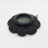Victorian Carved Bog Oak Floral Picture Locket Pendant Antique c1880s