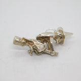 Sterling Silver Witch Flying On Broomstick Charm Pendant Vintage c1970