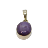 Sterling Silver Cabochon Star Ruby Oval Drop Charm Pendant Vintage c1970