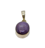 Sterling Silver Cabochon Star Ruby Oval Drop Charm Pendant Vintage c1970