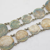 Victorian Sterling Silver Maudy Money Coin Bracelet Antique 1889