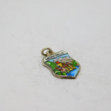.800 Silver 'Montreux' Enamel Shield Travel Souvenir Charm Vintage c1970s
